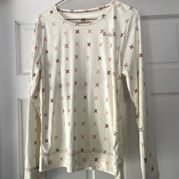 686 Cream Long Sleeve with Brown Pattern base layer women’s large top - Picture 1 of 3